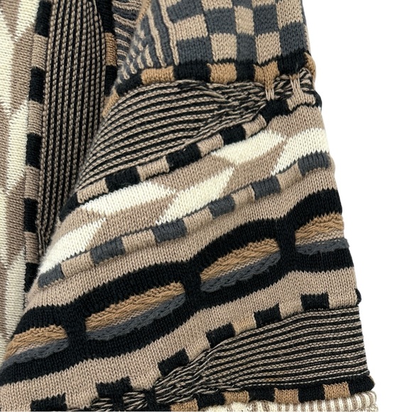 Vintage COOGI Style Tosani Gray Brown Oversized Textured Cotton Knit Sweater - Picture 3 of 6